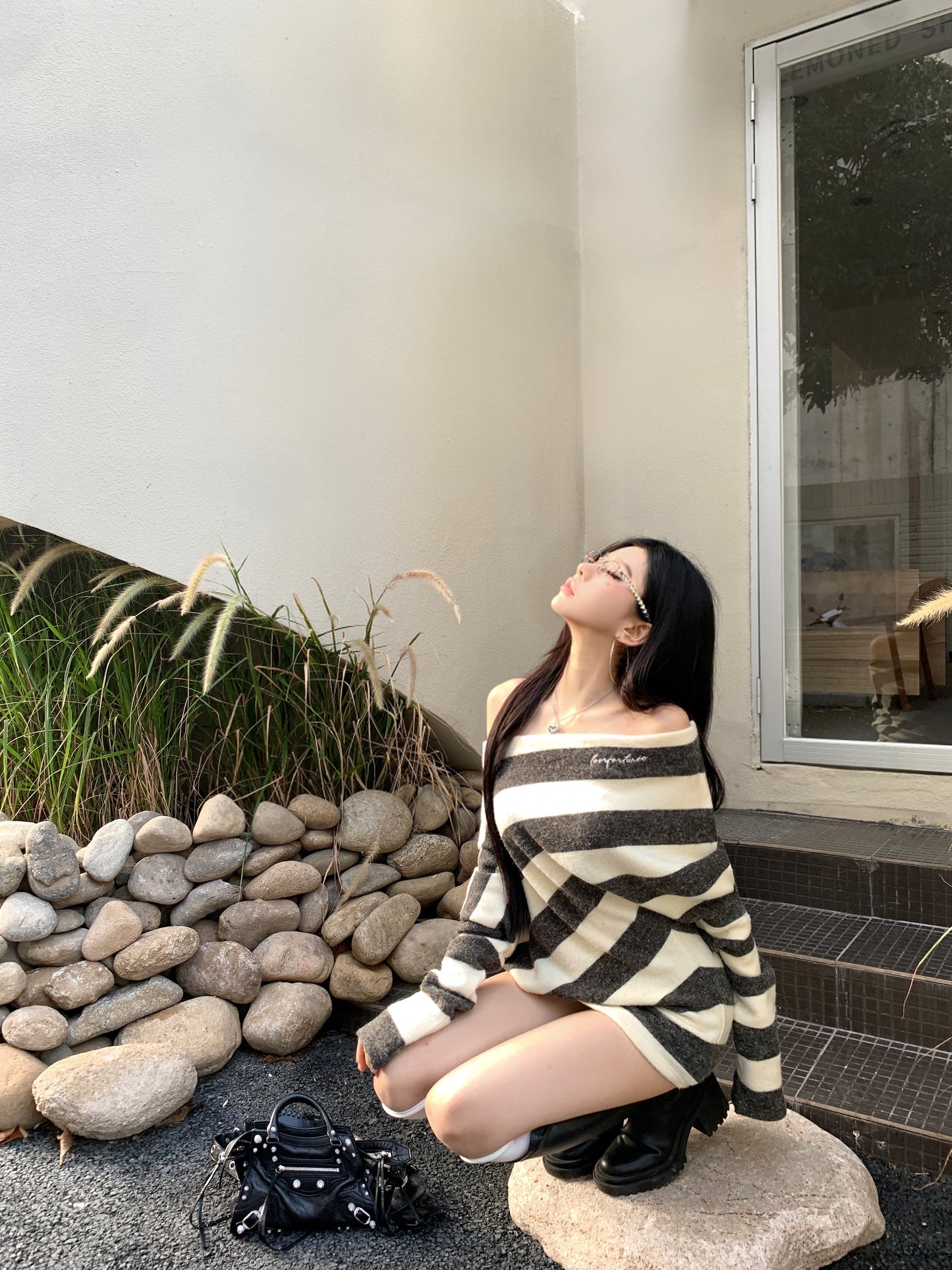 【dress】オフショルダータイトニットワンピースG24525