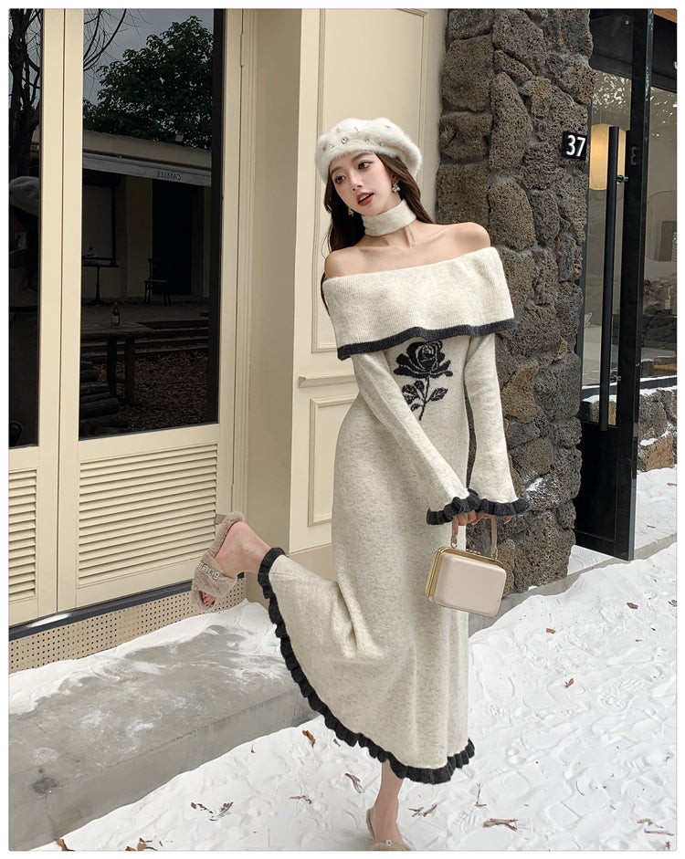 【dress】オフショルダーニットワンピースG24542