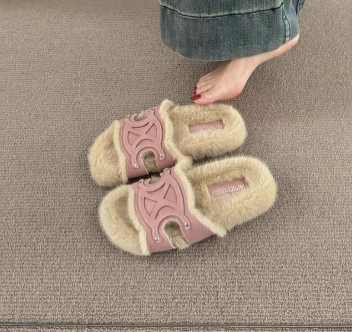 【shoes】2色秋冬ファースリッパG24544