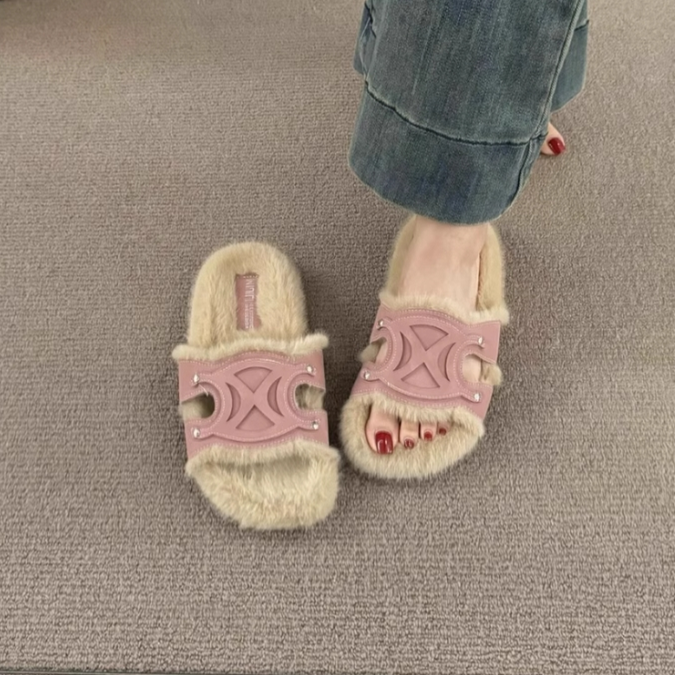 【shoes】2色秋冬ファースリッパG24544