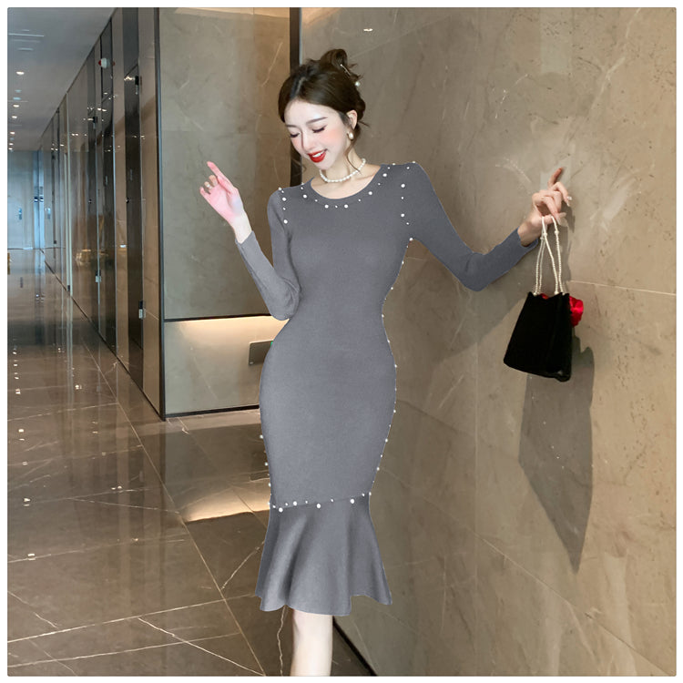 【dress】秋冬ビーズタイトニットワンピースG24550