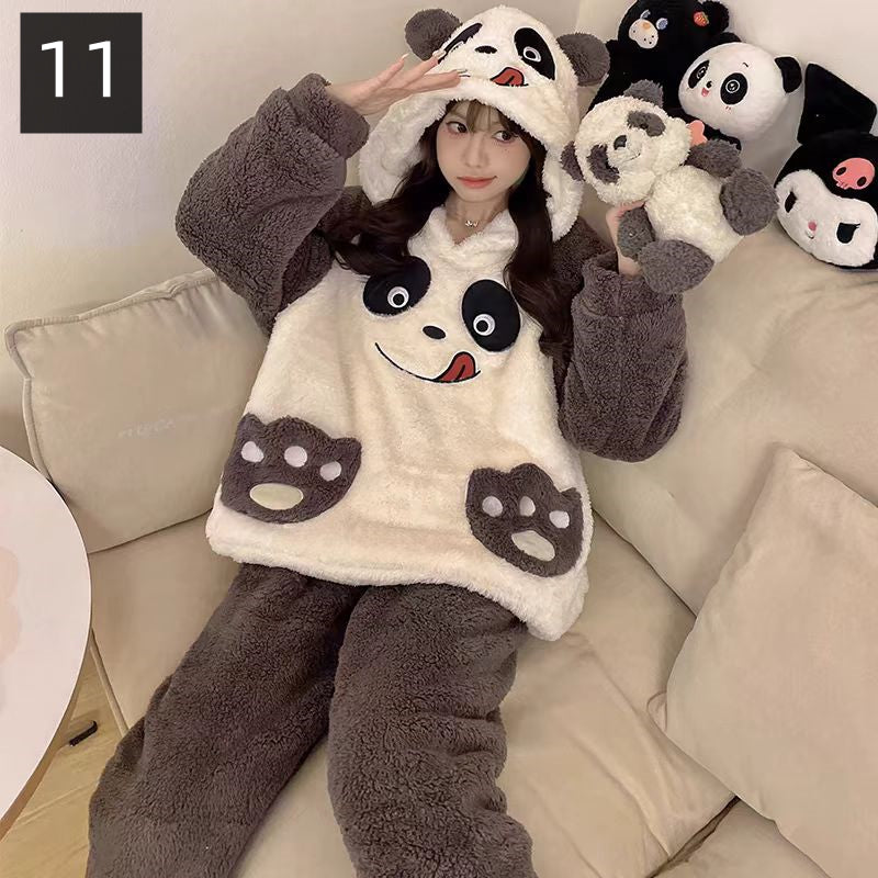 【ホーム・生活】秋冬厚手裏起毛上下セットルームウェアパジャマG24554