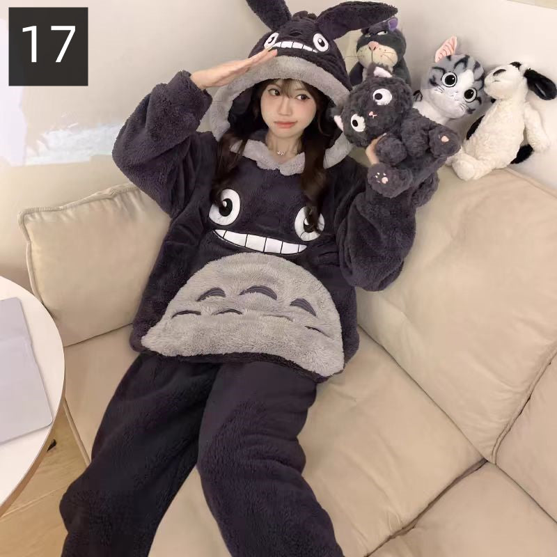 【ホーム・生活】秋冬厚手裏起毛上下セットルームウェアパジャマG24554