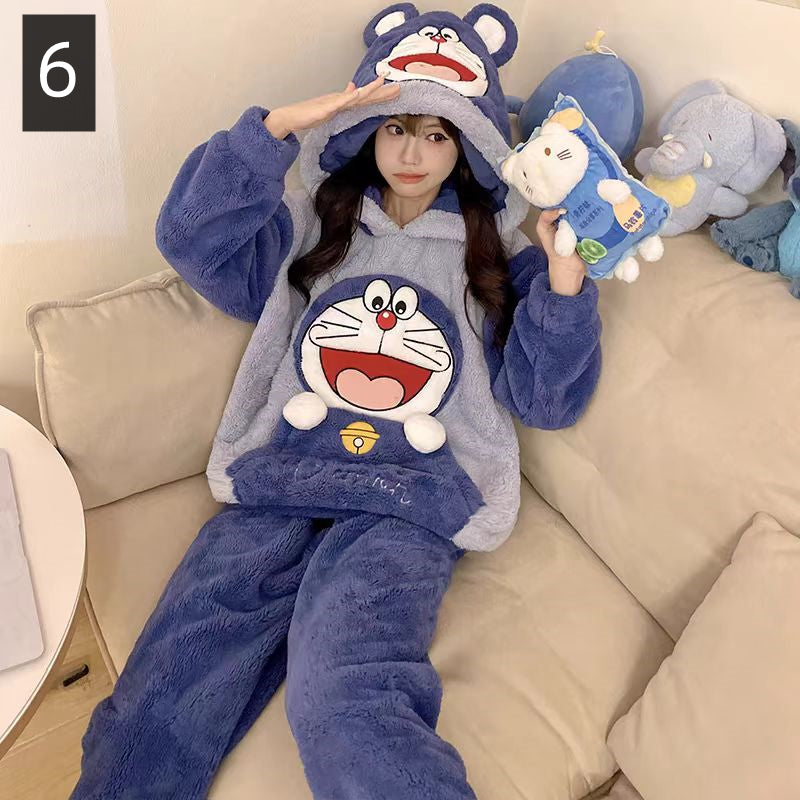 【ホーム・生活】秋冬厚手裏起毛上下セットルームウェアパジャマG24554