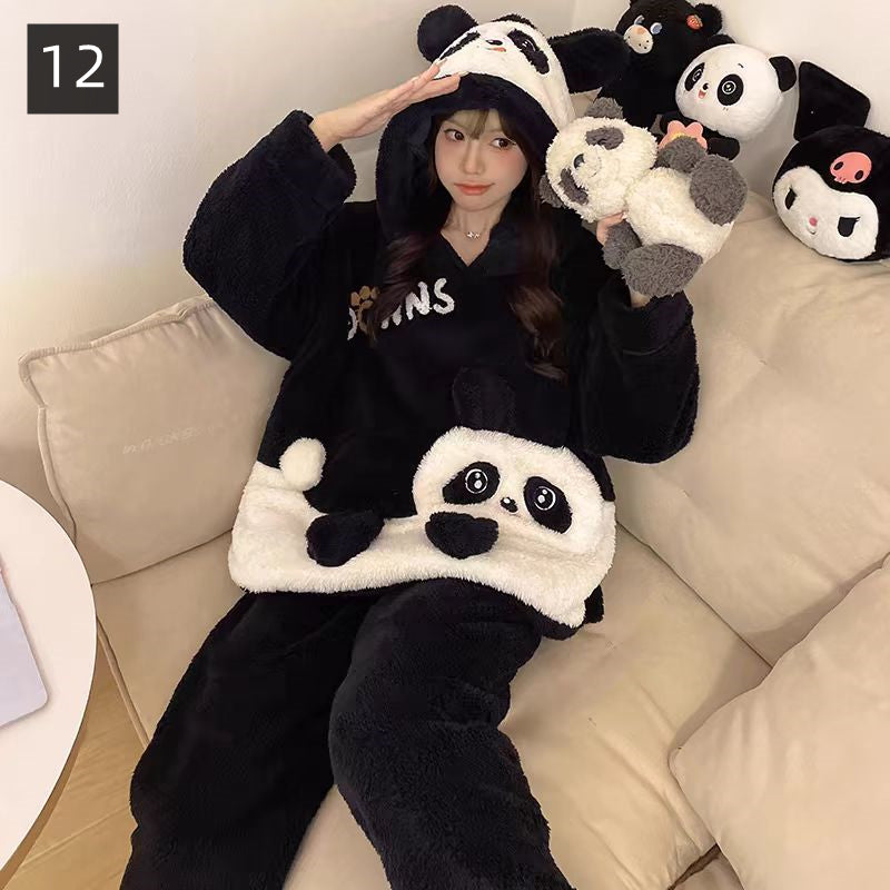 【ホーム・生活】秋冬厚手裏起毛上下セットルームウェアパジャマG24554