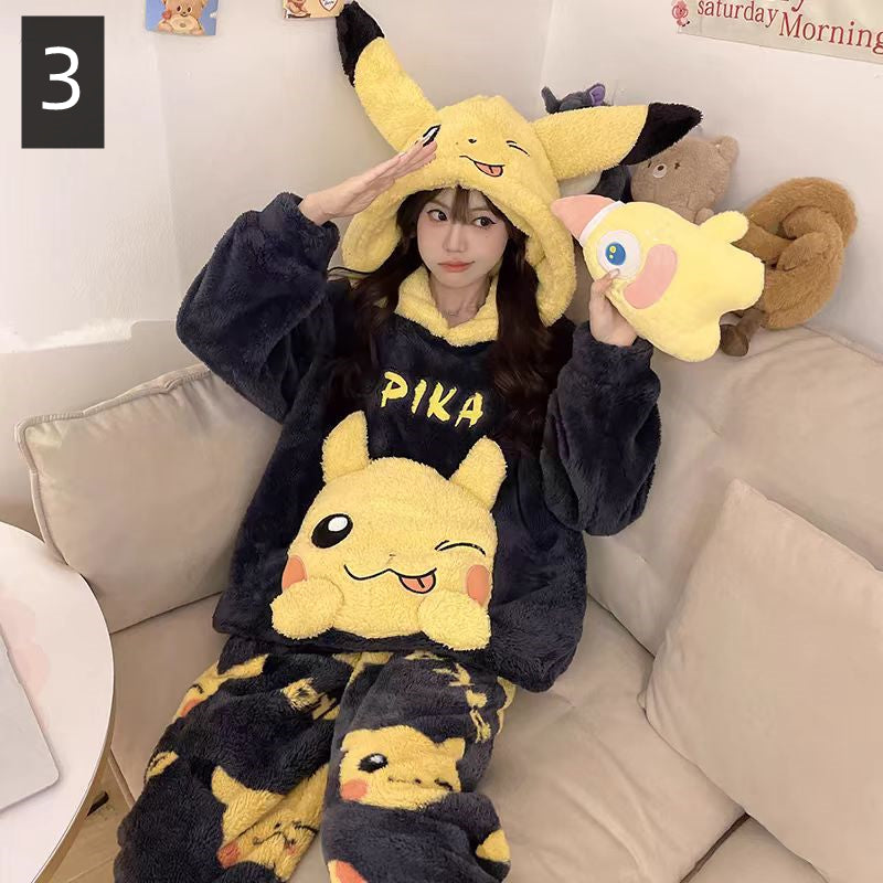 【ホーム・生活】秋冬厚手裏起毛上下セットルームウェアパジャマG24554