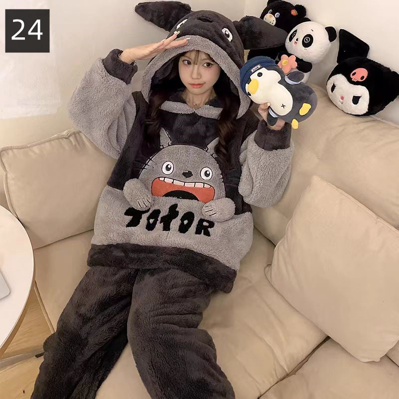 【ホーム・生活】秋冬厚手裏起毛上下セットルームウェアパジャマG24554