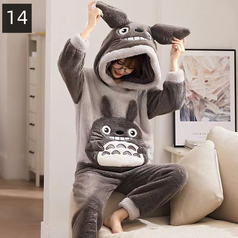 【ホーム・生活】秋冬厚手裏起毛上下セットルームウェアパジャマG24554