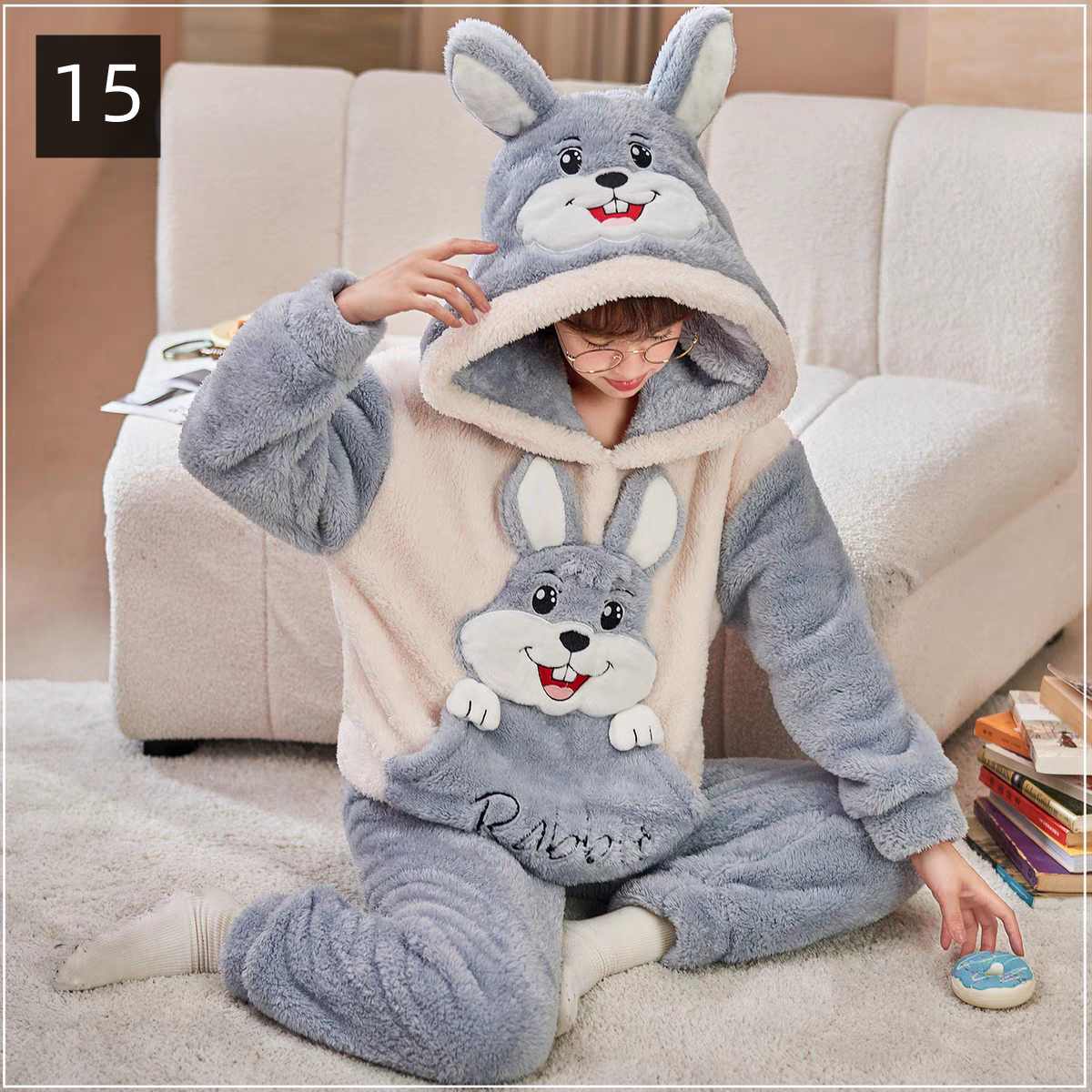 【ホーム・生活】秋冬厚手裏起毛上下セットルームウェアパジャマG24554