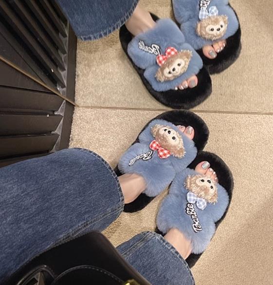 【shoes】ふわふわファースリッパF8453