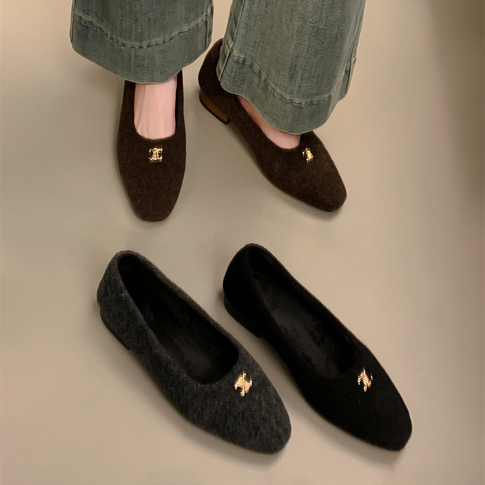 【shoes】3色秋冬裏起毛フラットシューズG24568