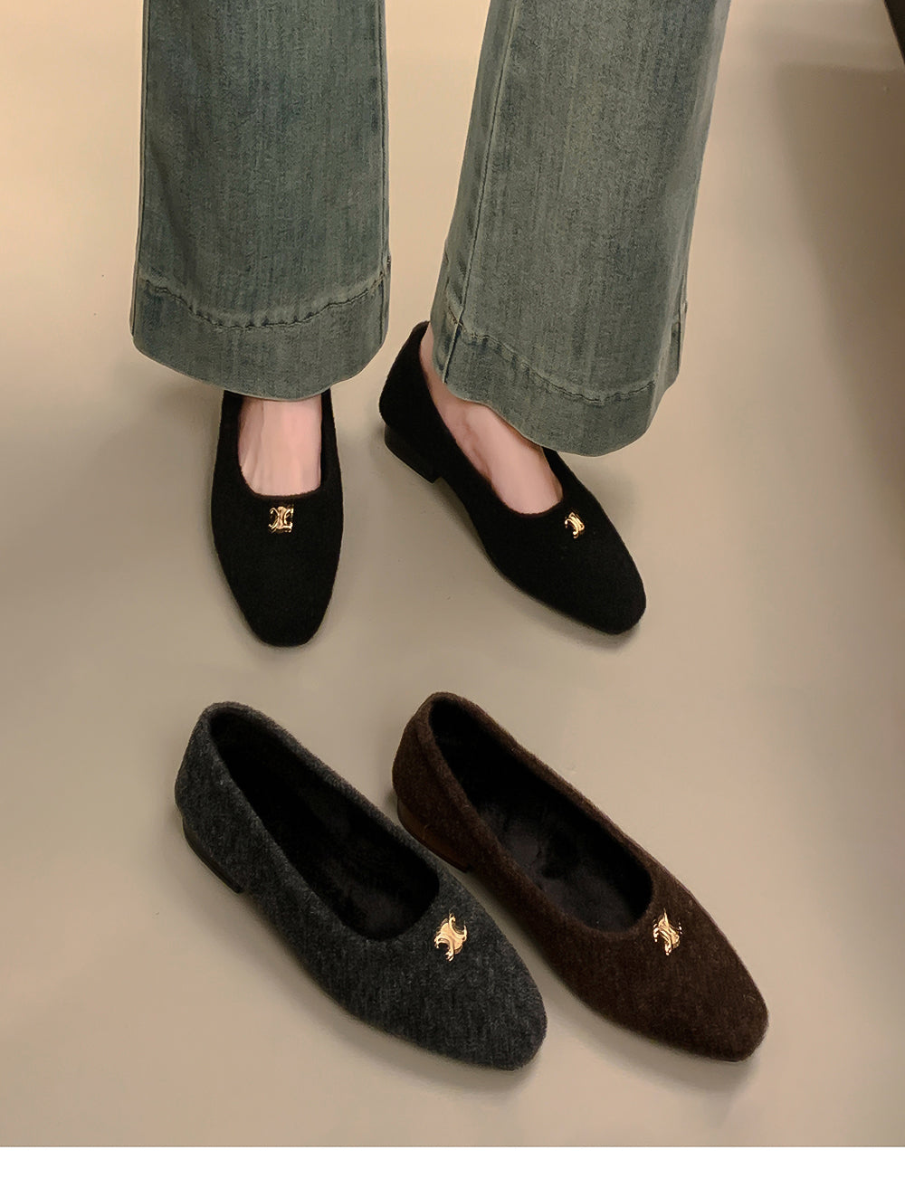 【shoes】3色秋冬裏起毛フラットシューズG24568