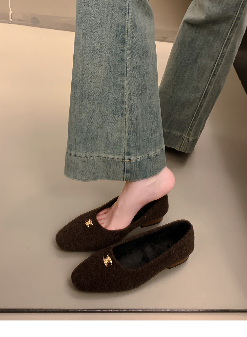 【shoes】3色秋冬裏起毛フラットシューズG24568