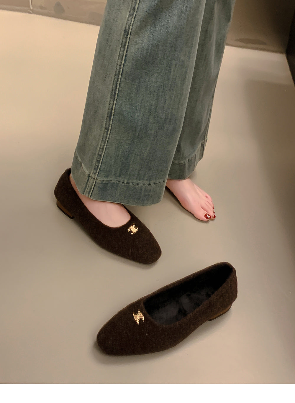 【shoes】3色秋冬裏起毛フラットシューズG24568