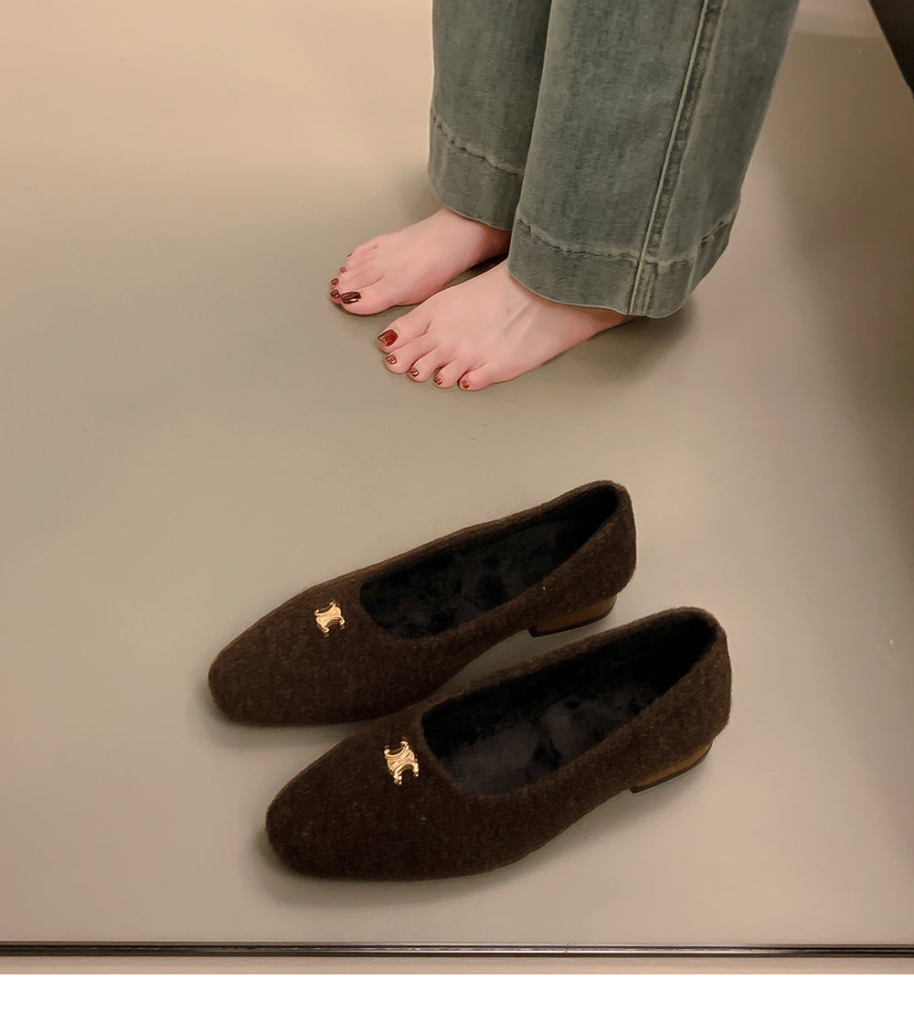 【shoes】3色秋冬裏起毛フラットシューズG24568