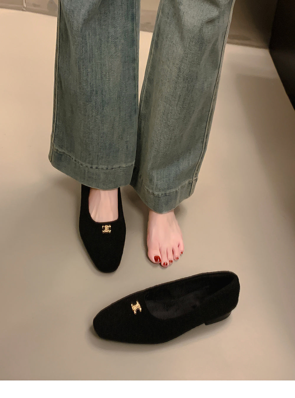 【shoes】3色秋冬裏起毛フラットシューズG24568