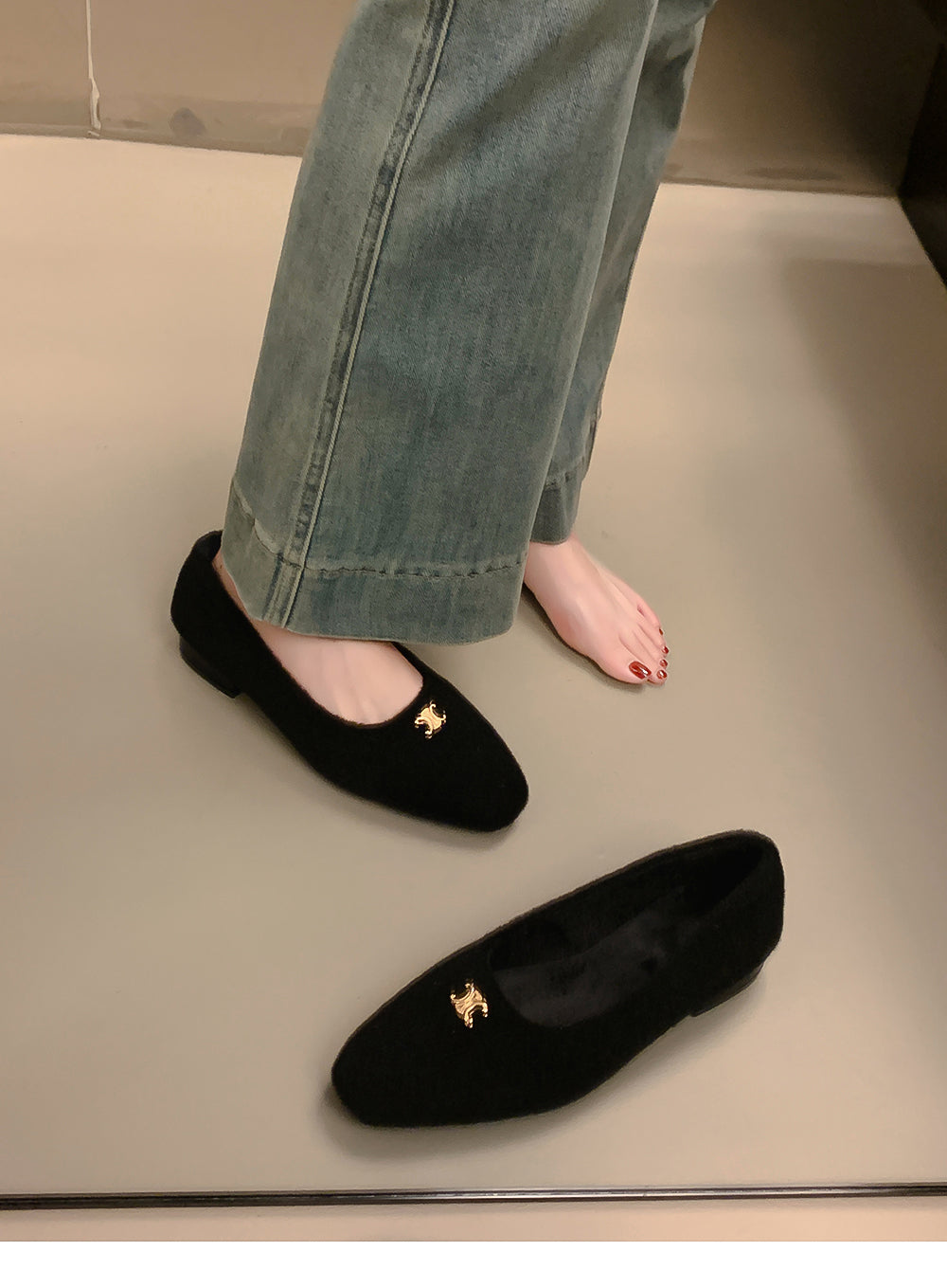 【shoes】3色秋冬裏起毛フラットシューズG24568