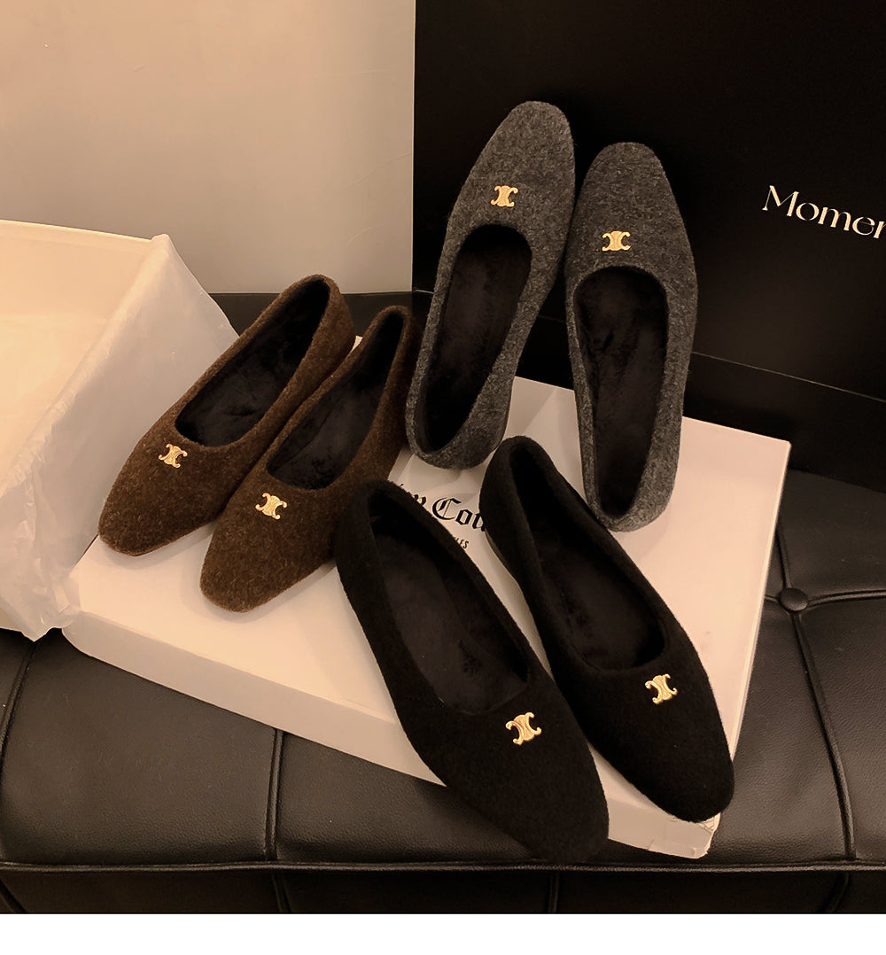 【shoes】3色秋冬裏起毛フラットシューズG24568