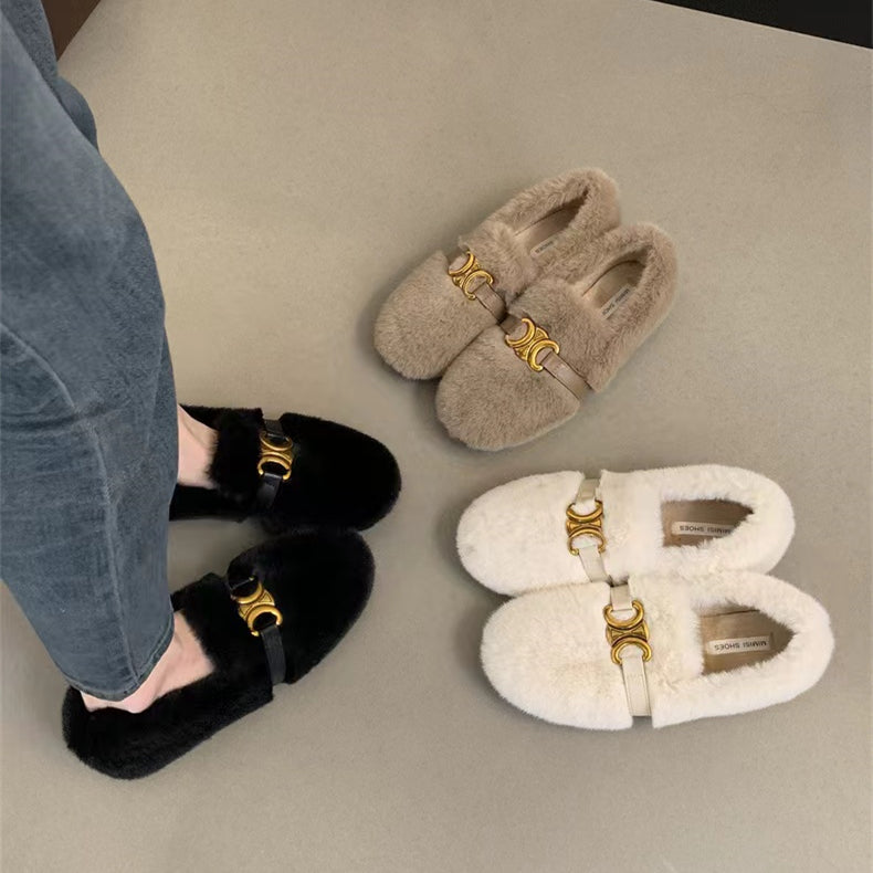 【shoes】秋冬裏起毛フラットシューズG24572