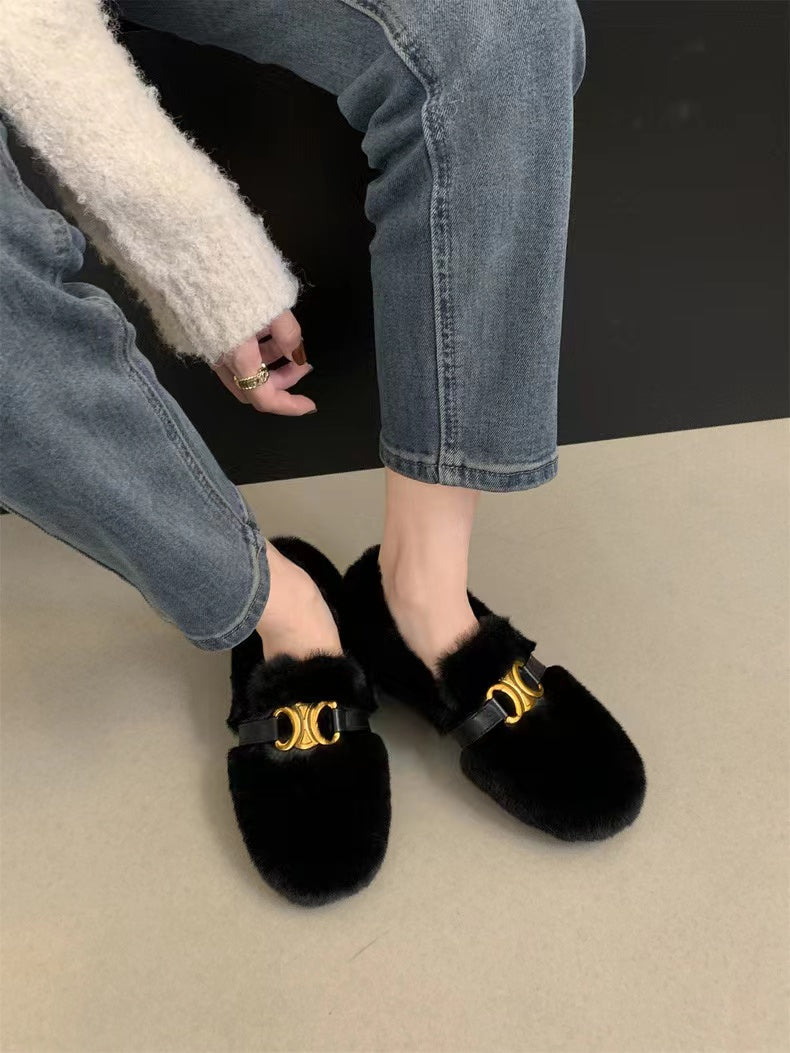 【shoes】秋冬裏起毛フラットシューズG24572