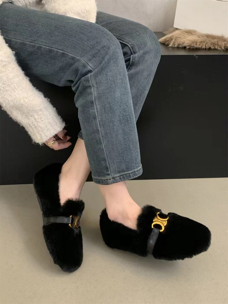 【shoes】秋冬裏起毛フラットシューズG24572