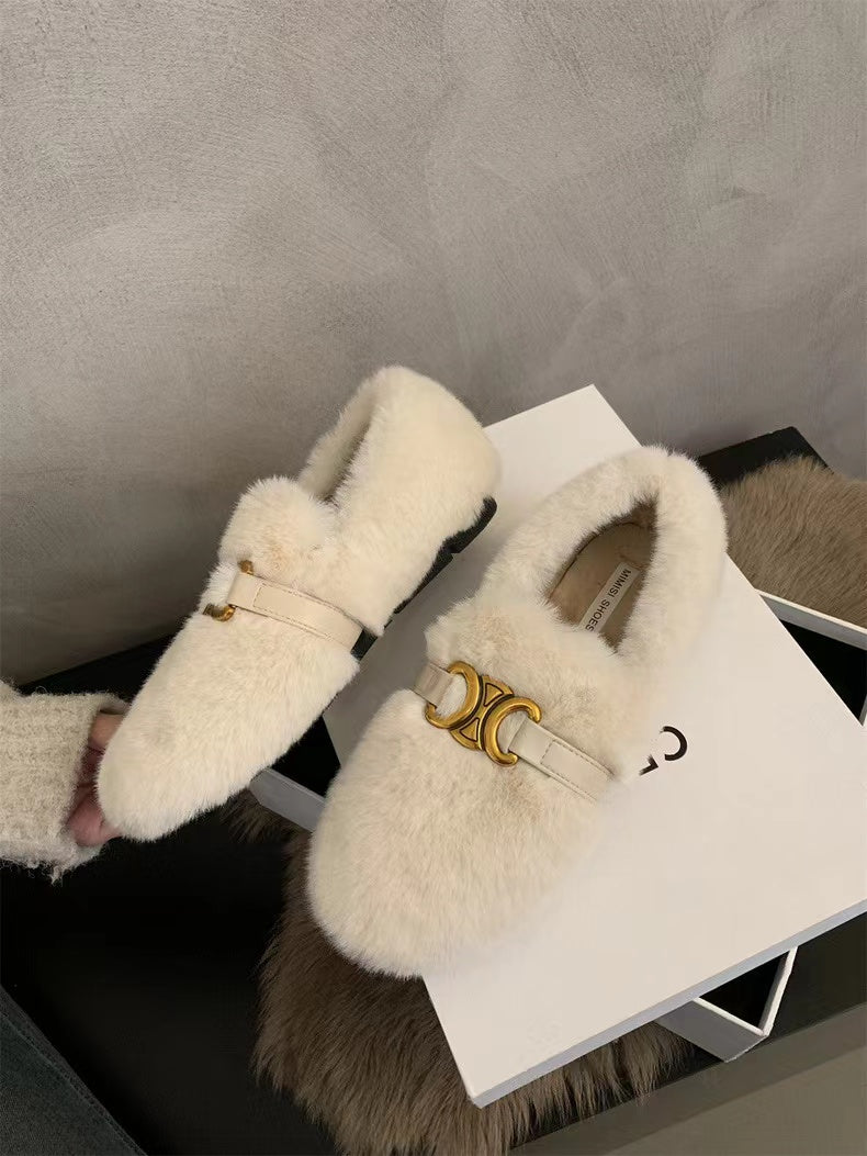 【shoes】秋冬裏起毛フラットシューズG24572