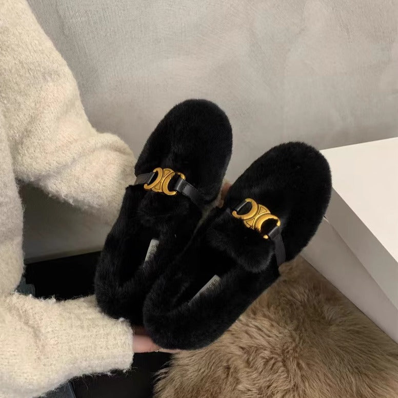 【shoes】秋冬裏起毛フラットシューズG24572