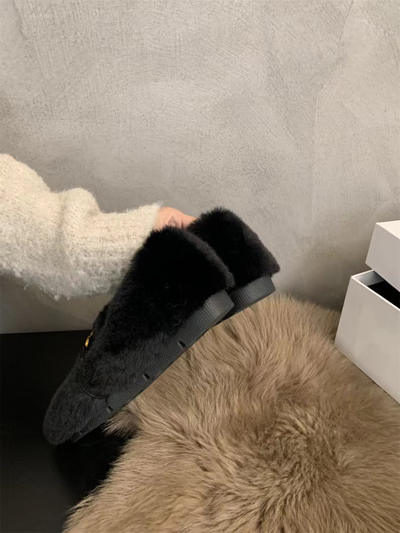 【shoes】秋冬裏起毛フラットシューズG24572