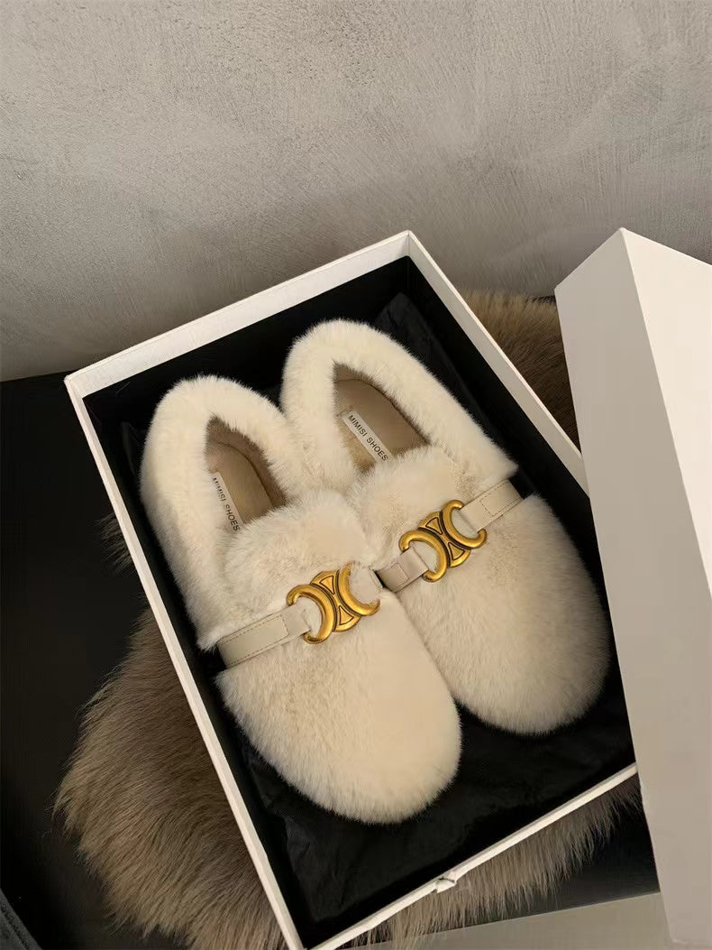 【shoes】秋冬裏起毛フラットシューズG24572