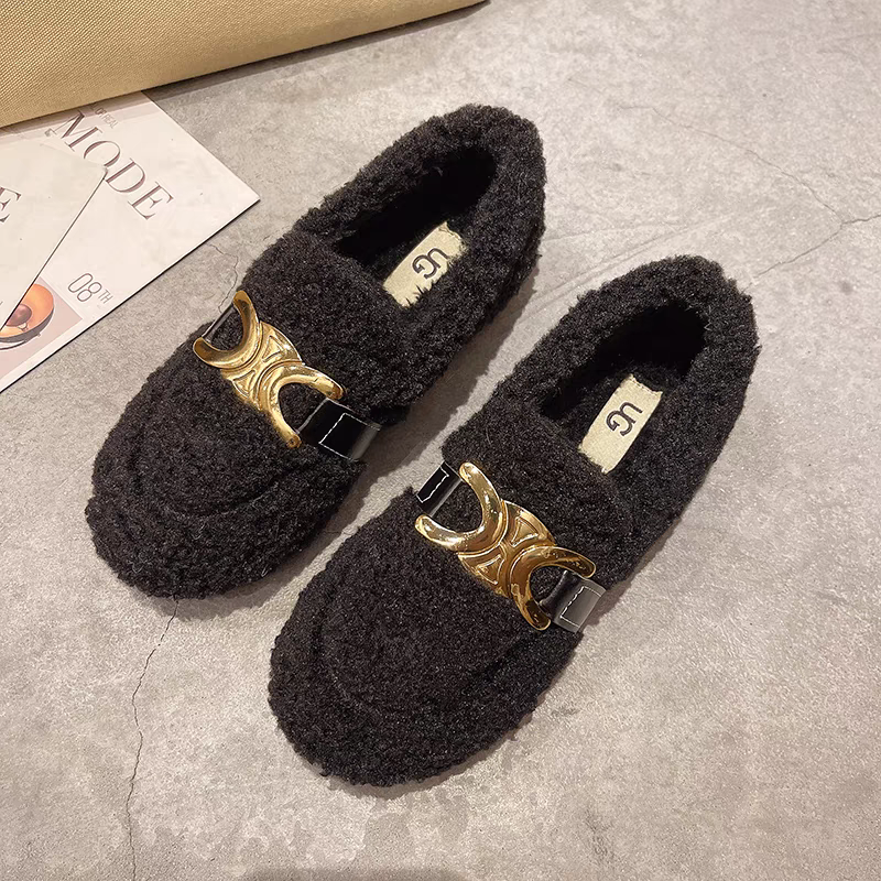 【shoes】秋冬裏起毛フラットシューズG24573