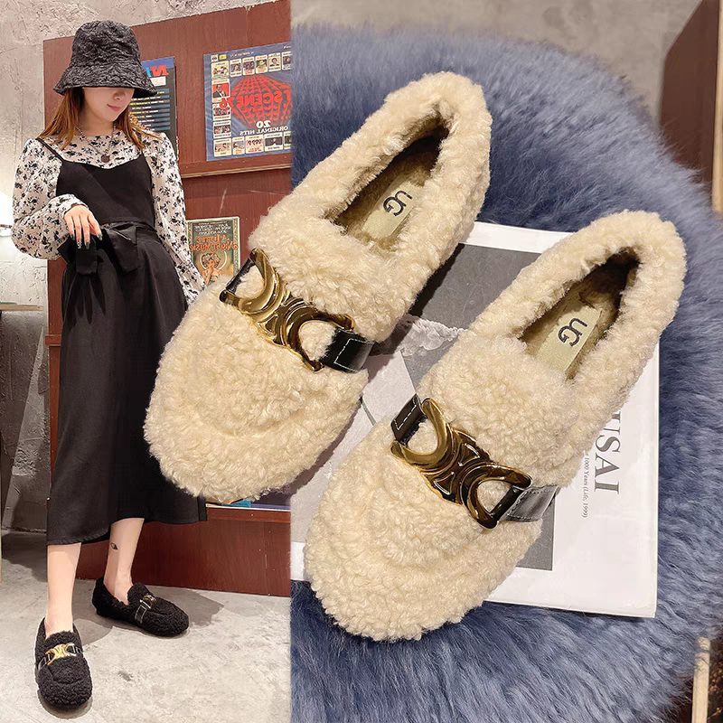 【shoes】秋冬裏起毛フラットシューズG24573