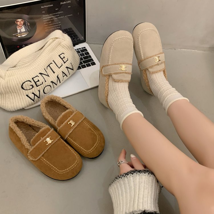 【shoes】秋冬裏起毛フラットシューズG24574