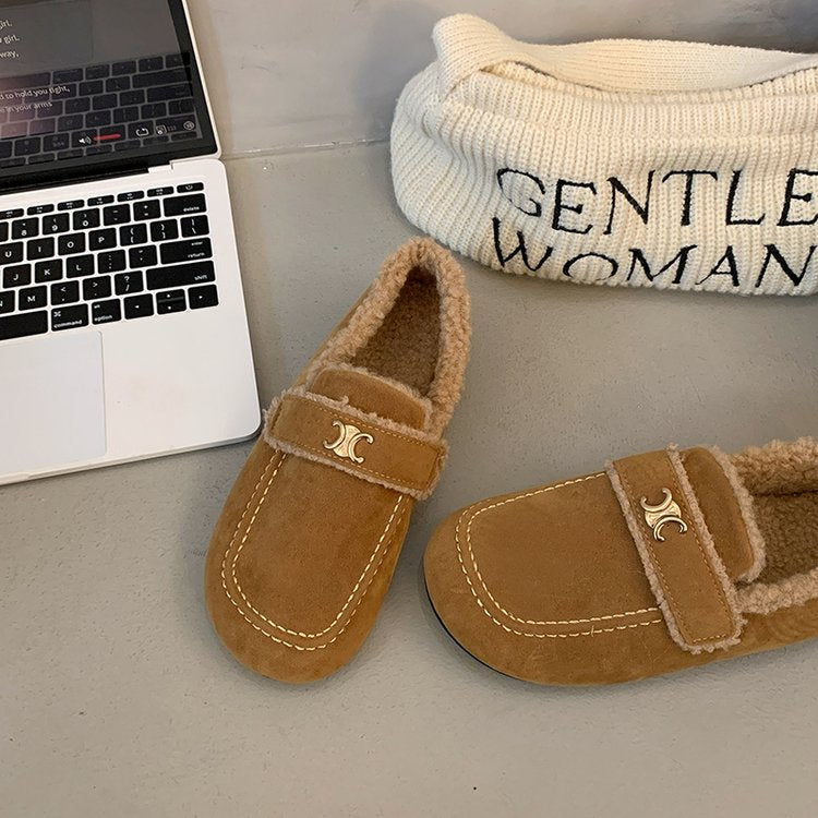 【shoes】秋冬裏起毛フラットシューズG24574