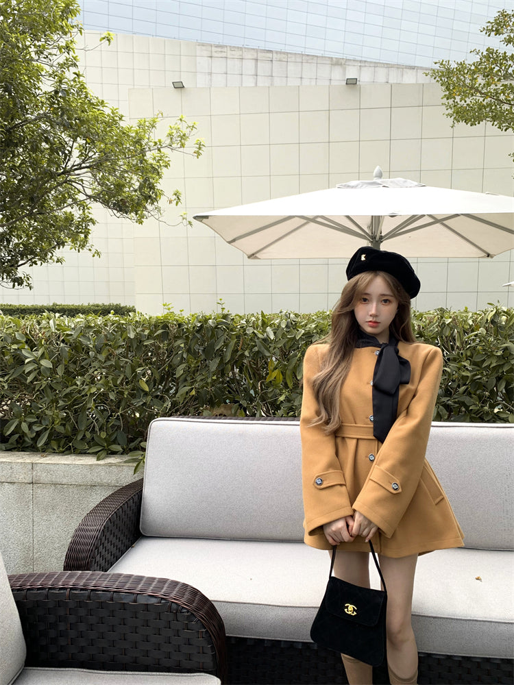 【outer】リボンラシャ生地コートG24576