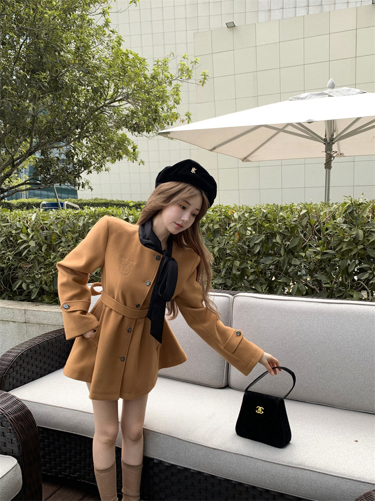 【outer】リボンラシャ生地コートG24576