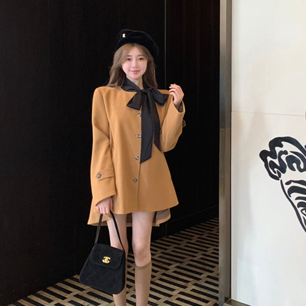 【outer】リボンラシャ生地コートG24576