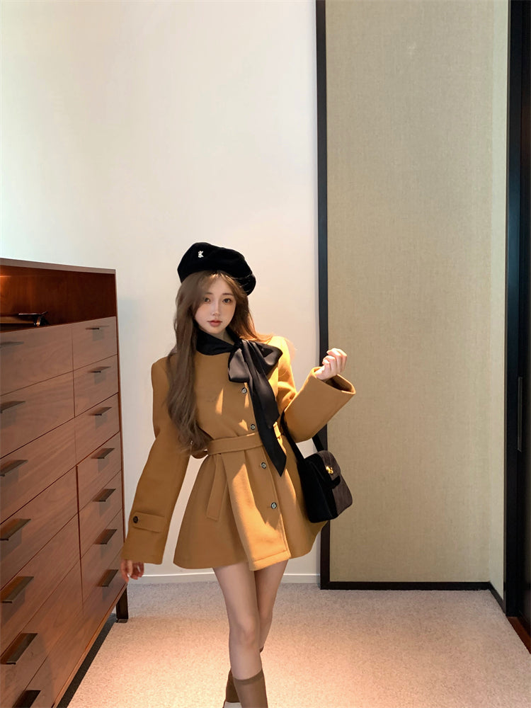 【outer】リボンラシャ生地コートG24576