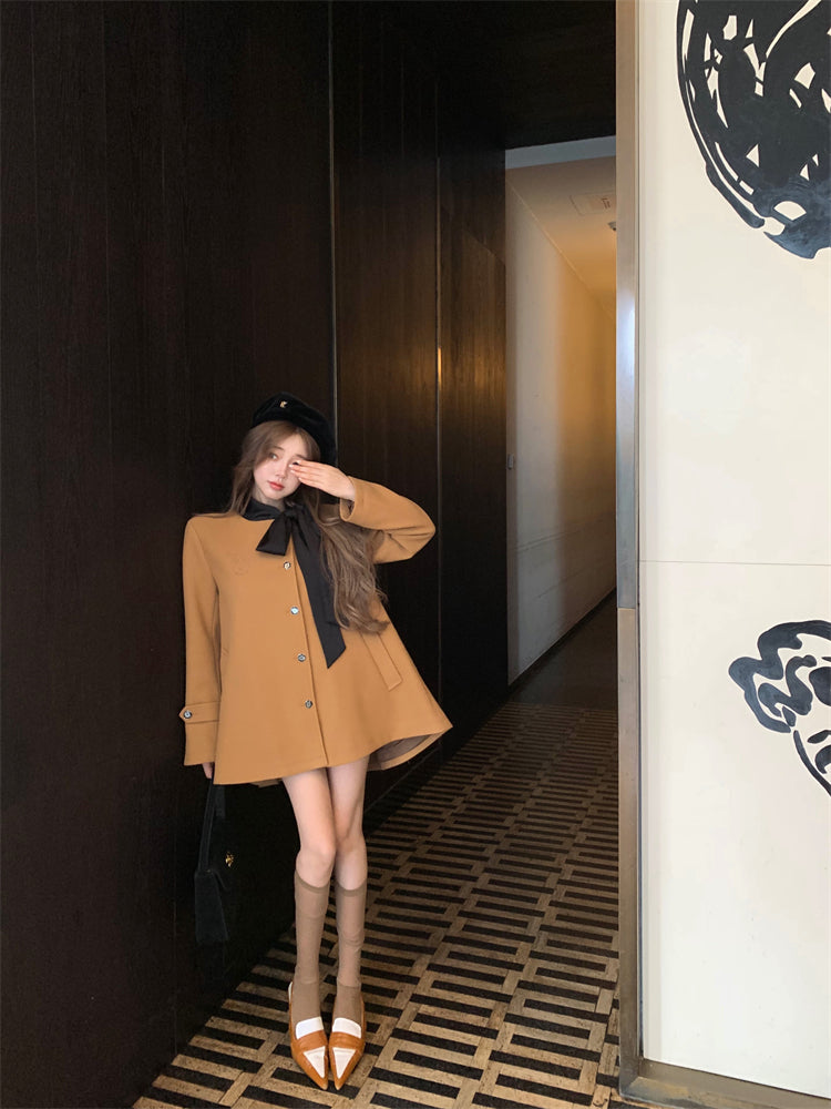 【outer】リボンラシャ生地コートG24576