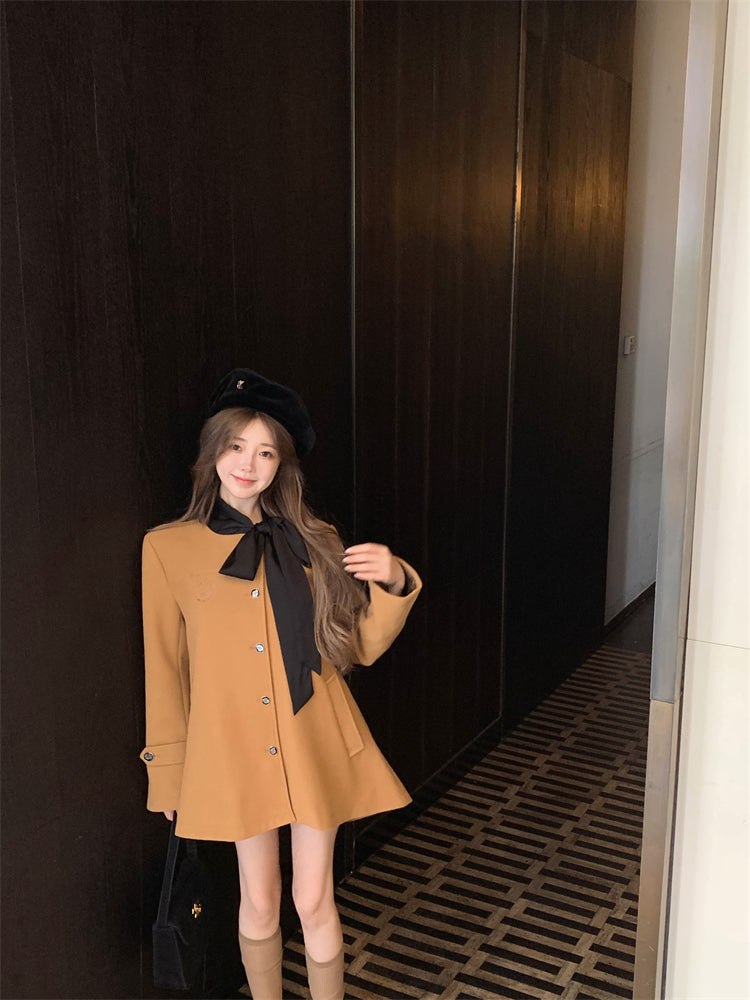 【outer】リボンラシャ生地コートG24576