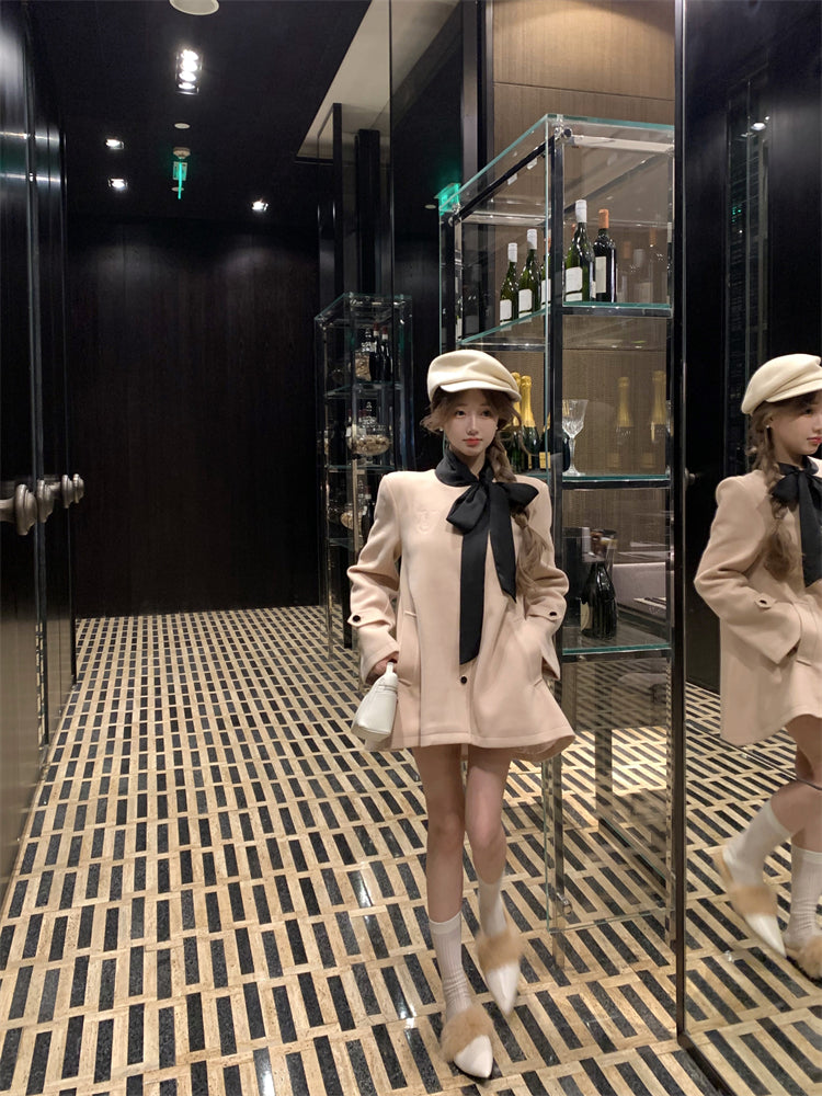 【outer】リボンラシャ生地コートG24576