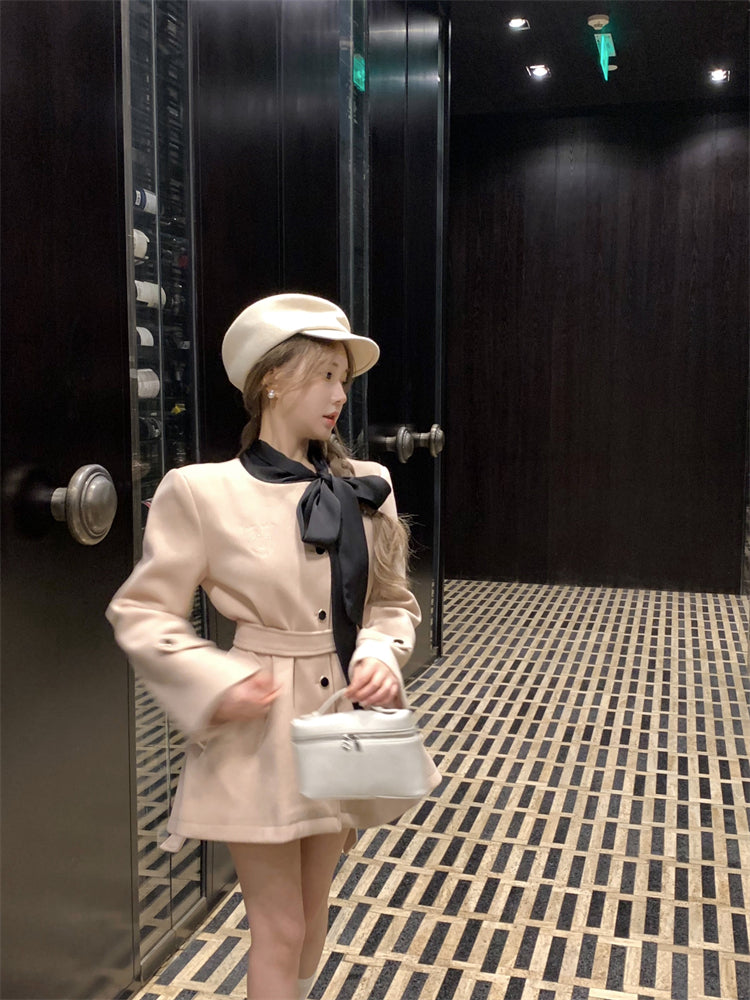 【outer】リボンラシャ生地コートG24576