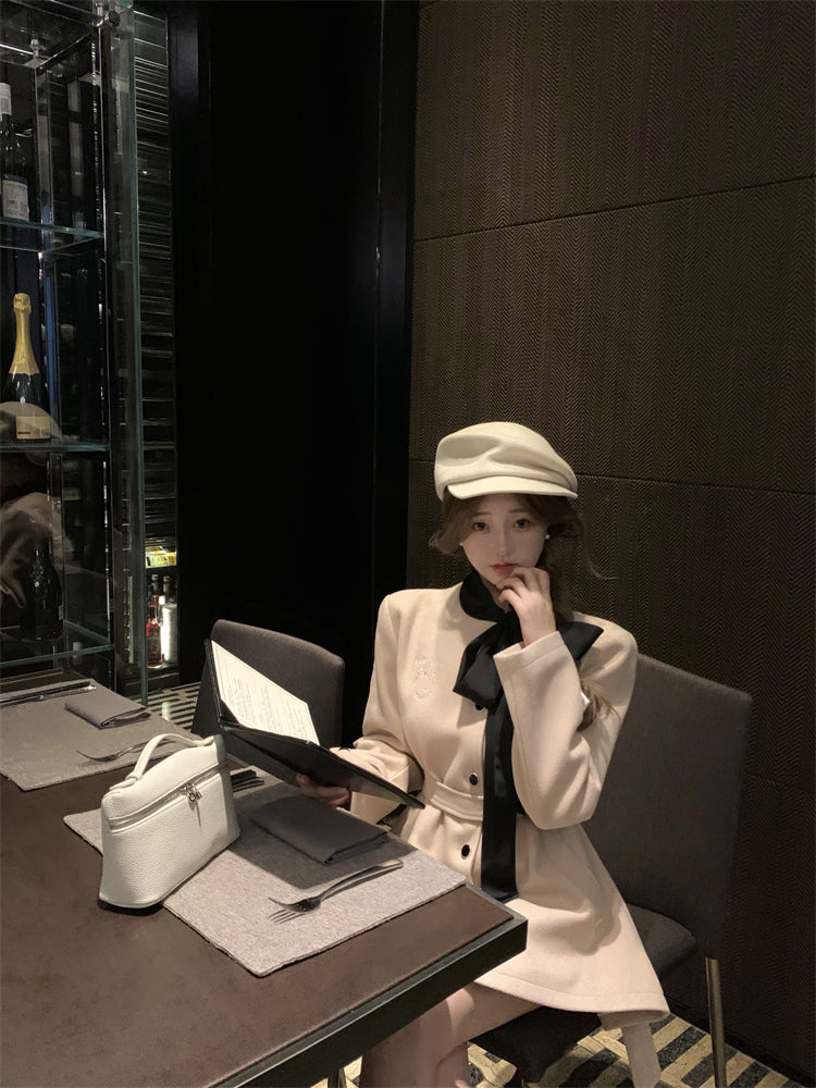 【outer】リボンラシャ生地コートG24576