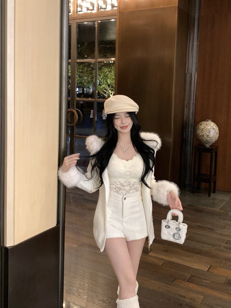 【outer】秋冬フード付きニットカーディガンG24580