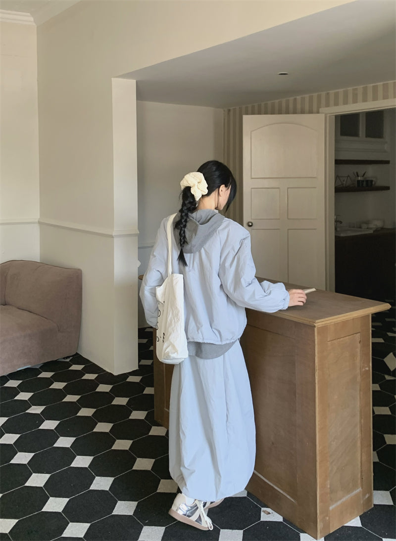 【set】冬ラウンドネックコート＋スカート2点セットG24585