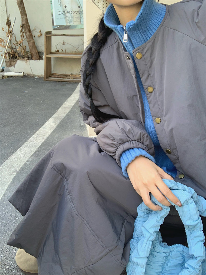 【set】冬ラウンドネックコート＋スカート2点セットG24585