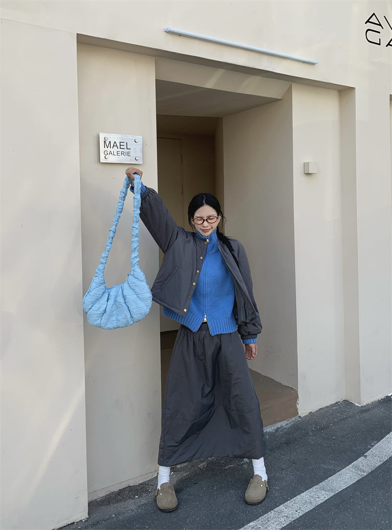 【set】冬ラウンドネックコート＋スカート2点セットG24585