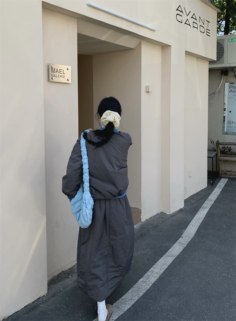 【set】冬ラウンドネックコート＋スカート2点セットG24585