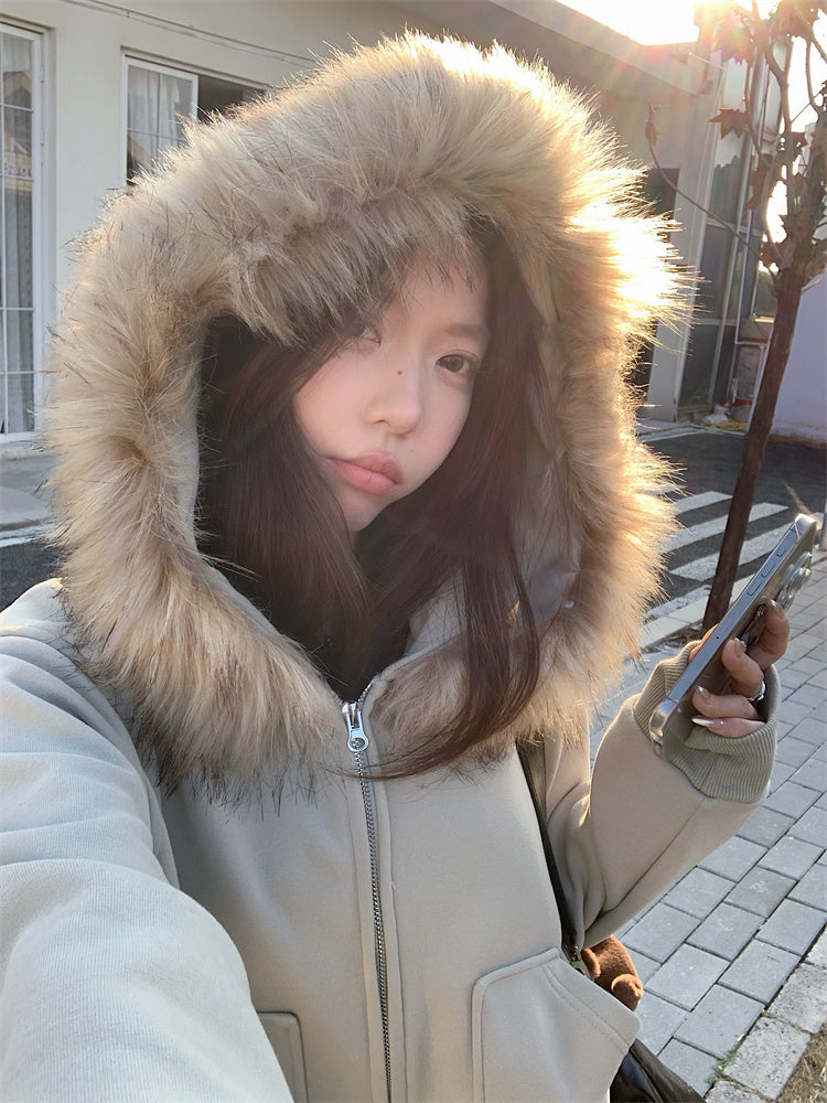 【outer】フード付き秋冬裏起毛パーカーアウターG24587