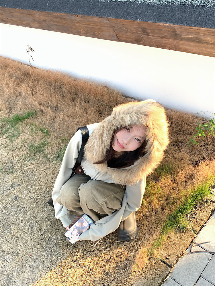 【outer】フード付き秋冬裏起毛パーカーアウターG24587