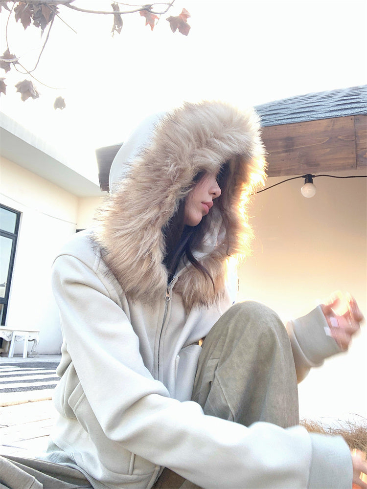 【outer】フード付き秋冬裏起毛パーカーアウターG24587